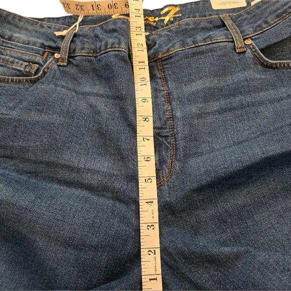 Seven7 The Tower High Rise Medium Wash Ripped Knee Cropped Jeans Plus Size 20 - Picture 6 of 11